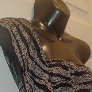 Poetry - Size Medium-Black and gray zebra print halter top with ruffles